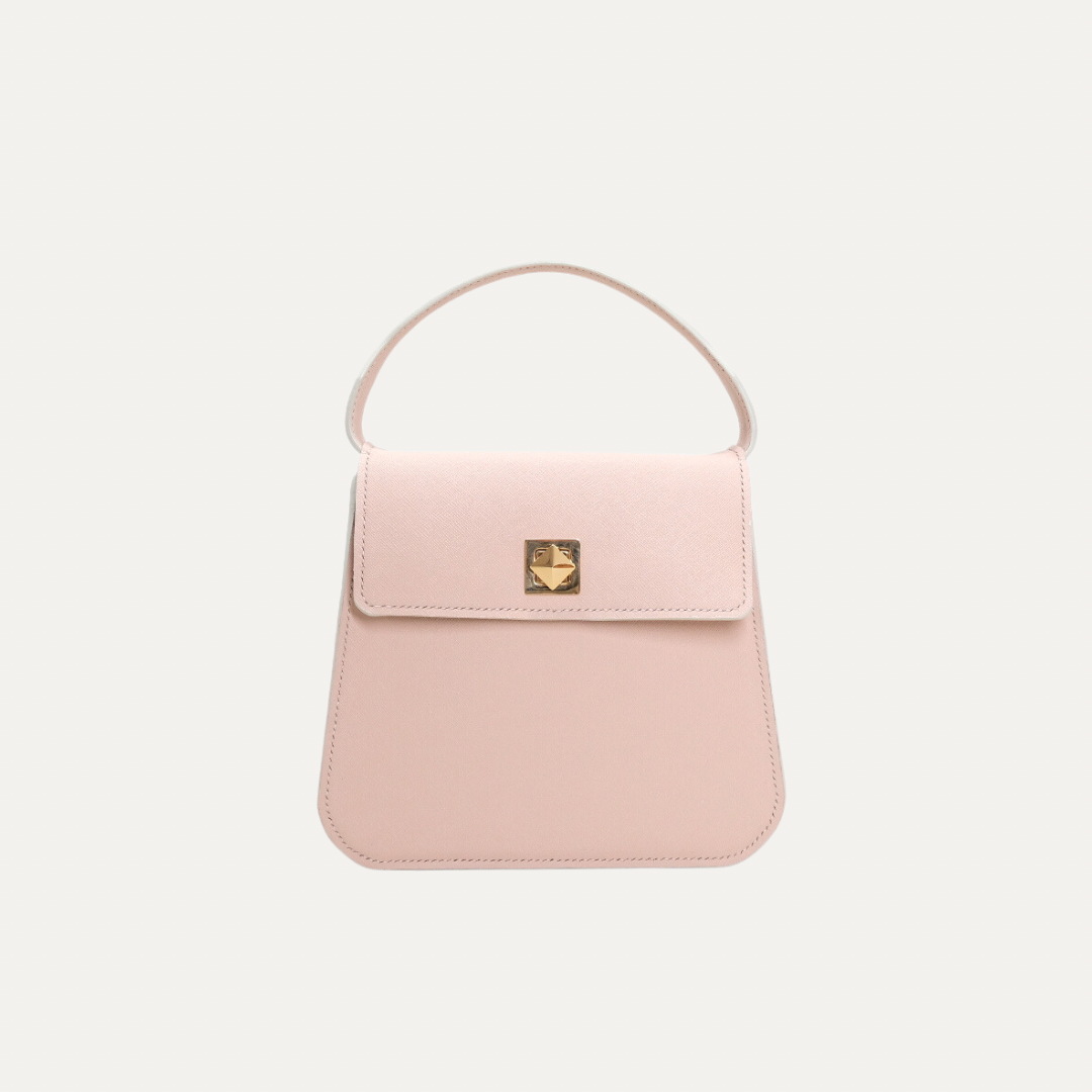 Blush pink genuine leather top-handle handbag made in Australia