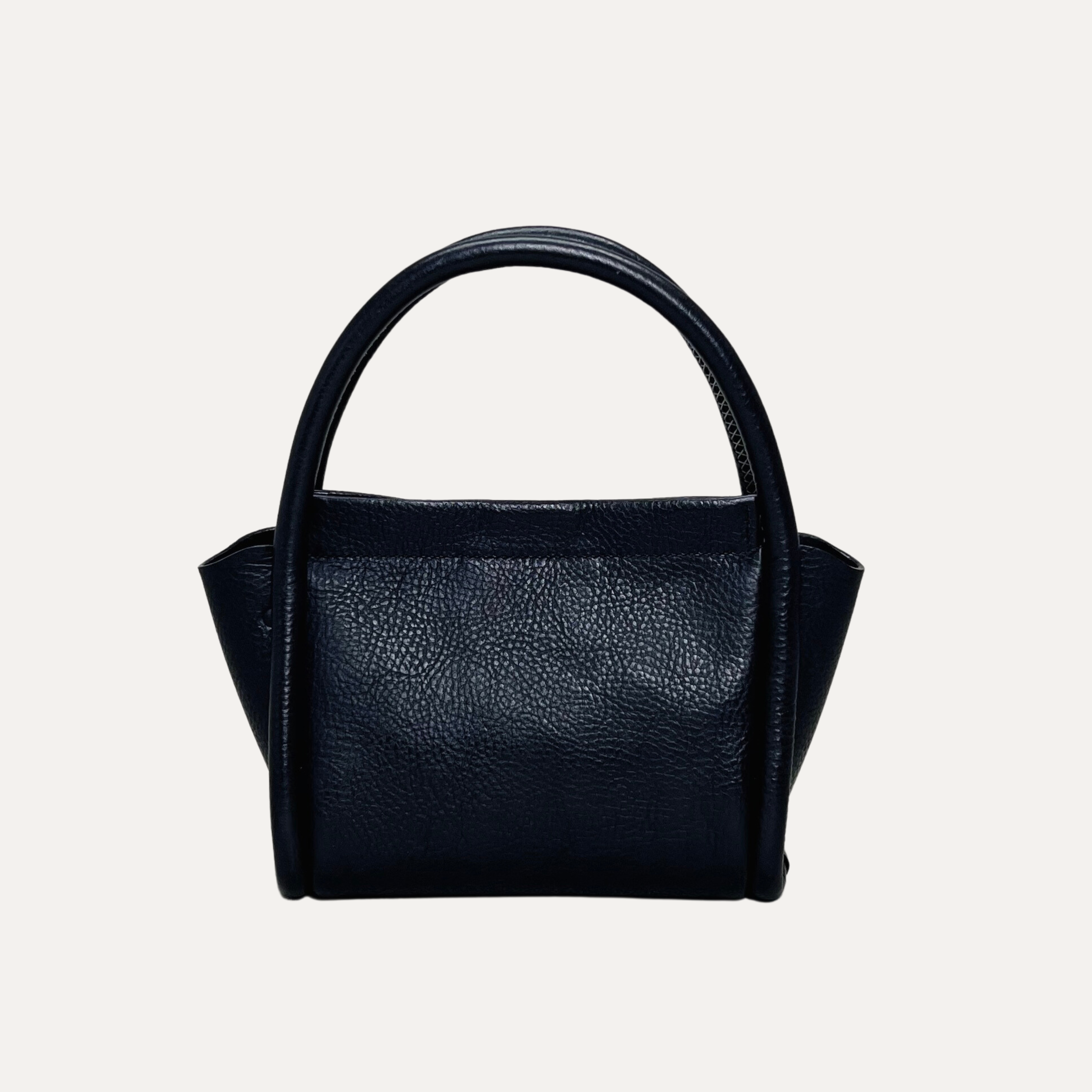Luxury Pebbled Black Leather Handbag made in Australia
