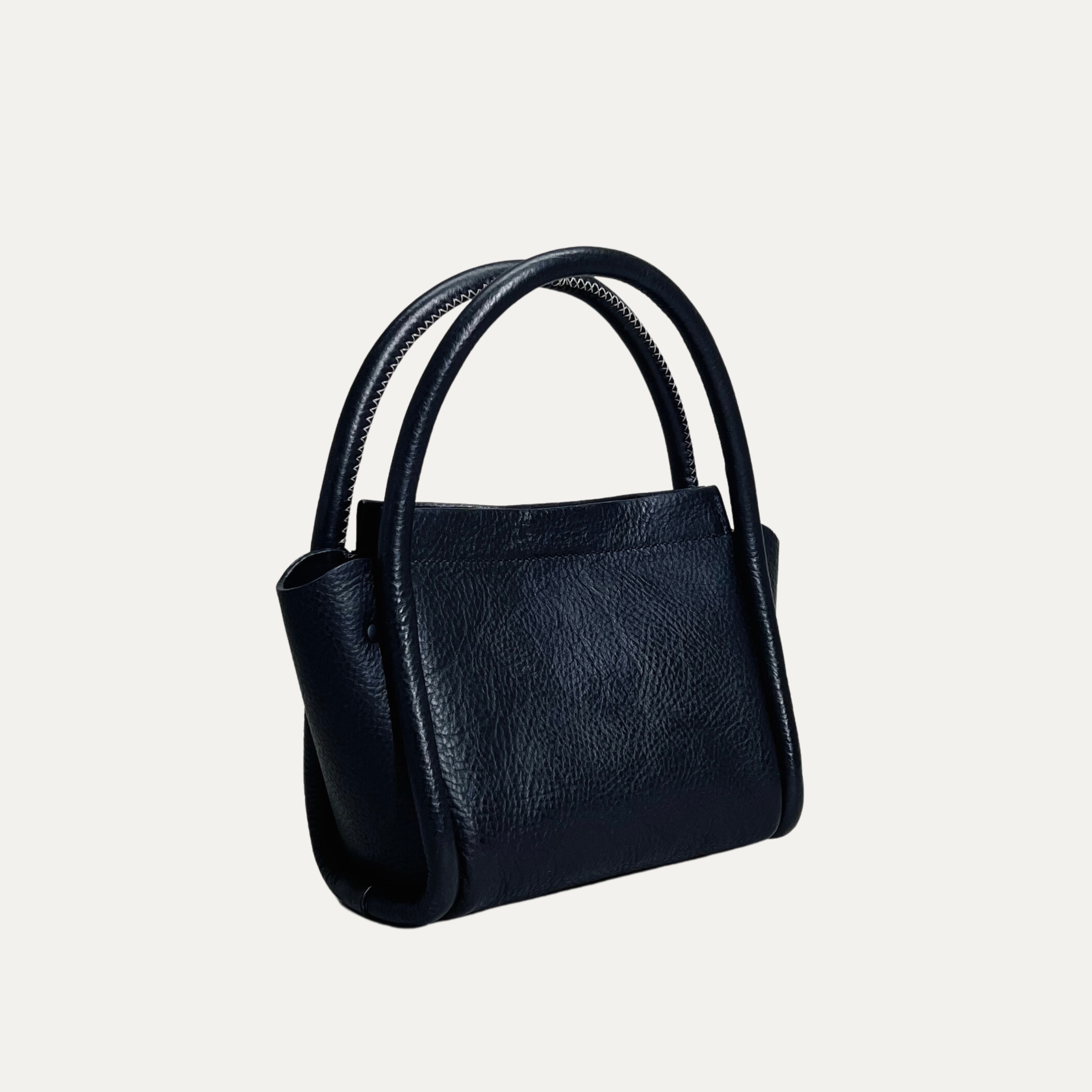 Luxury Pebbled Black Leather Handbag made in Australia