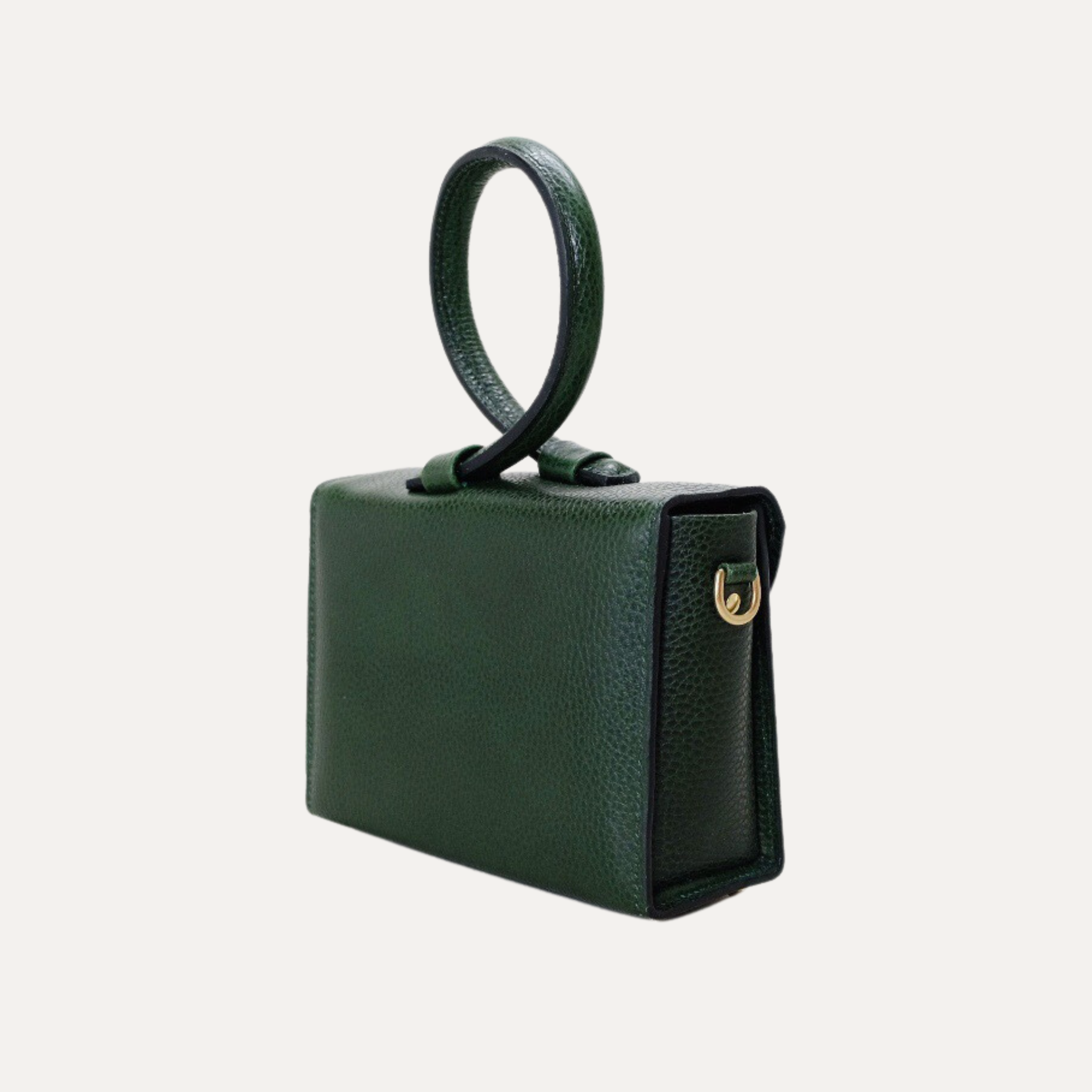 Pebbled Green Italian Leather Loop Handle Handbag Made in Australia