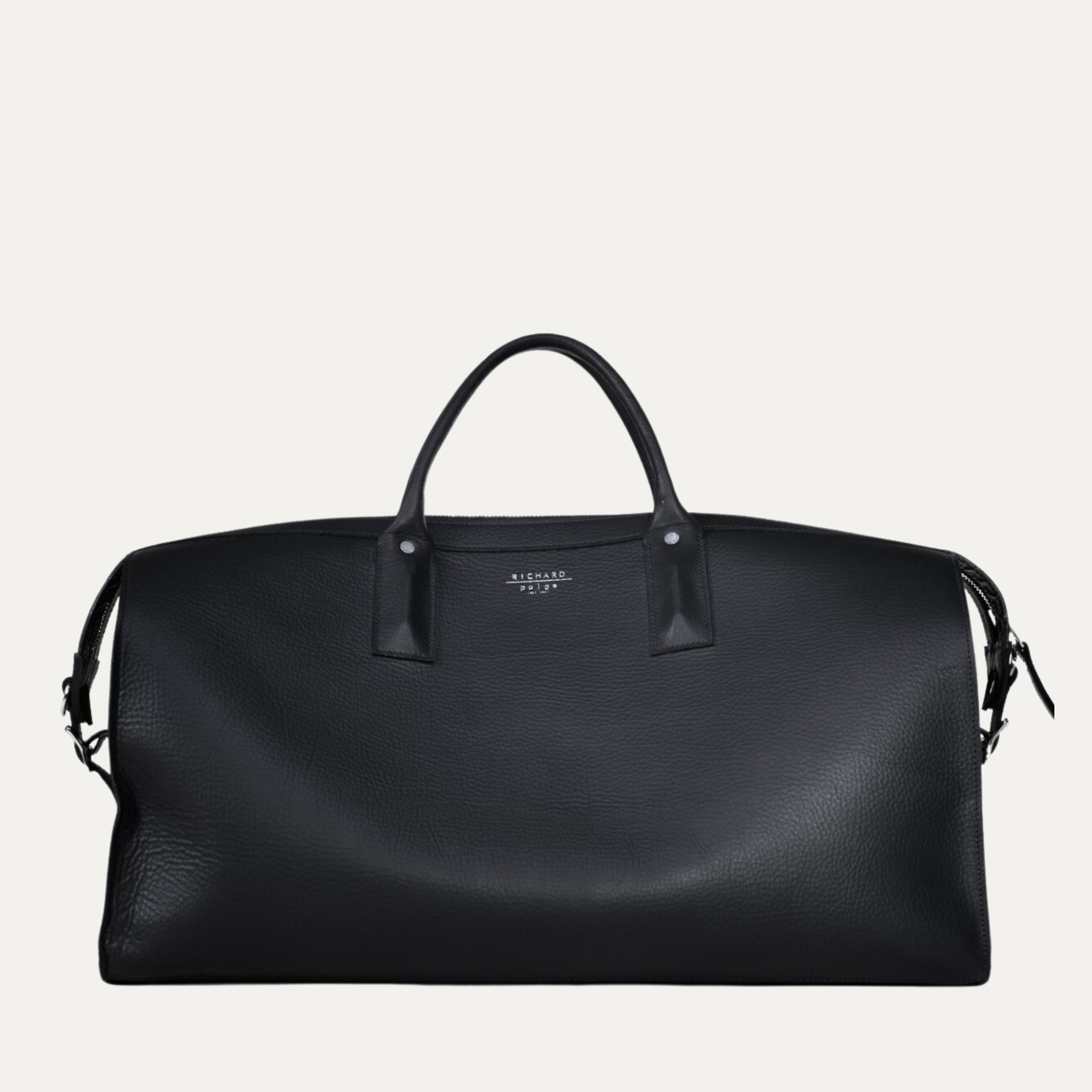 Pebbled Black Leather Weekender Travel Duffle Bag Made in Australia