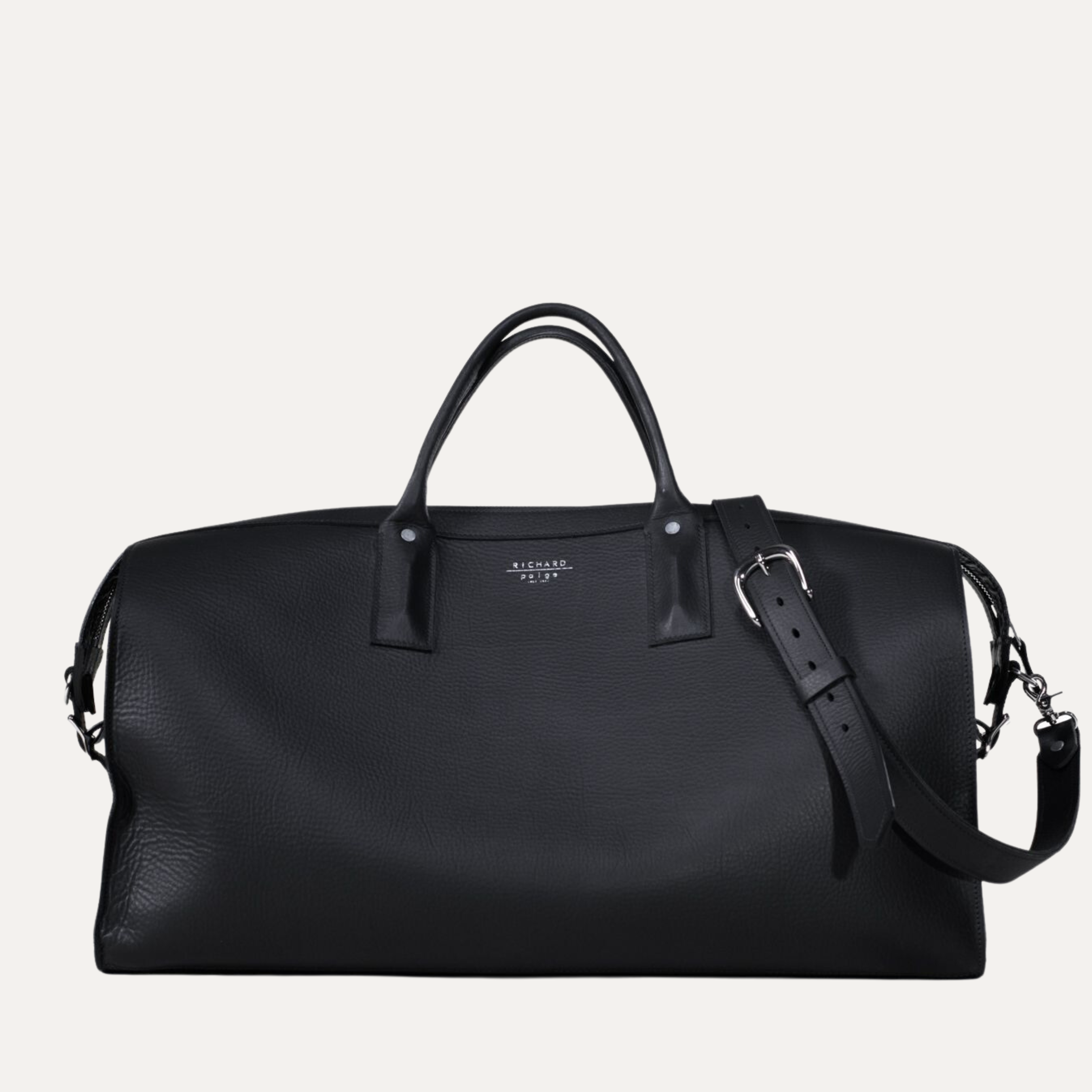 Pebbled Black Leather Weekender Travel Duffle Bag | Made in Australia